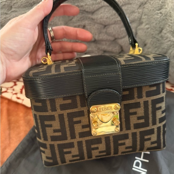 💯 Fendi Zucca 2 Way Vanity Bag - Picture 5 of 13